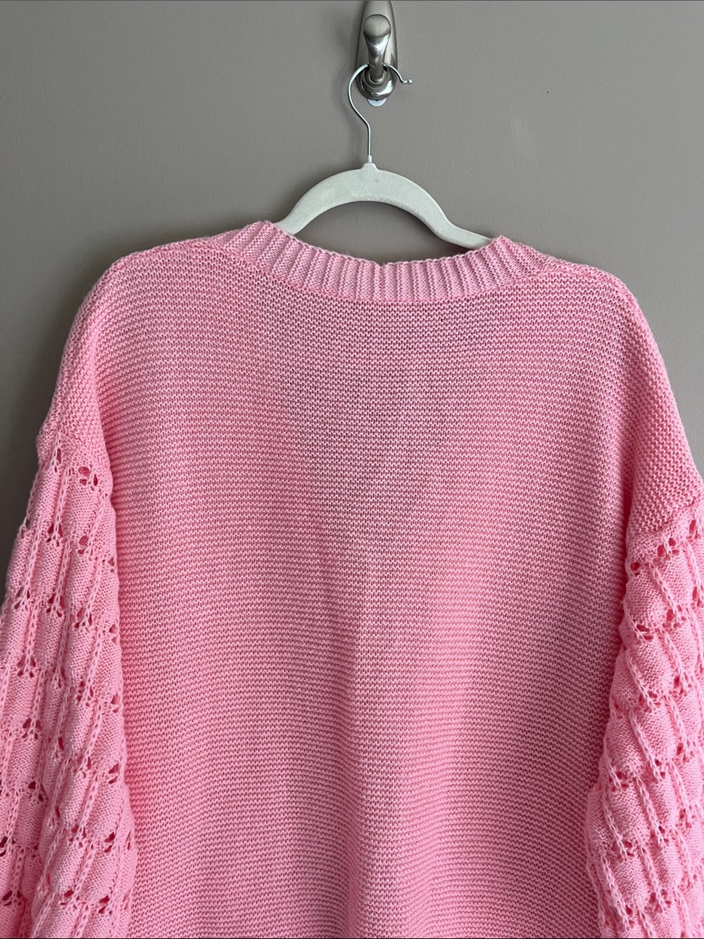 SHEIN 3D Floral Patch V Neck Button Down Cardigan Pink Sweater size 1X - Picture 11 of 14